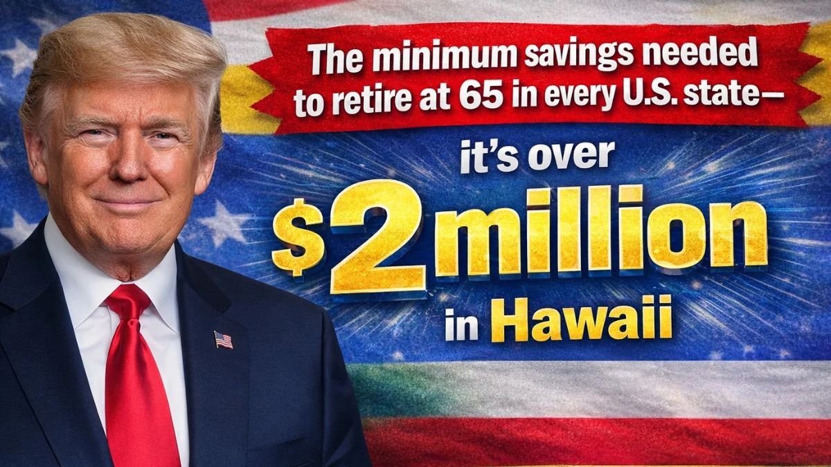 The minimum savings needed to retire at 65 in every U.S. state—it's over $2 million in Hawaii